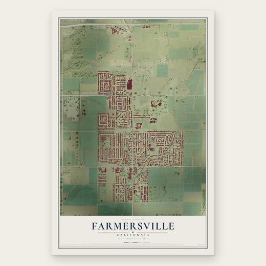 Farmersville, California map print, the full design