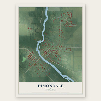 Dimondale, Michigan map print, the full design