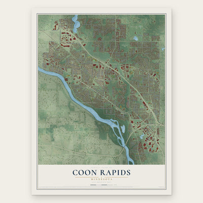 Coon Rapids, Minnesota map print, the full design