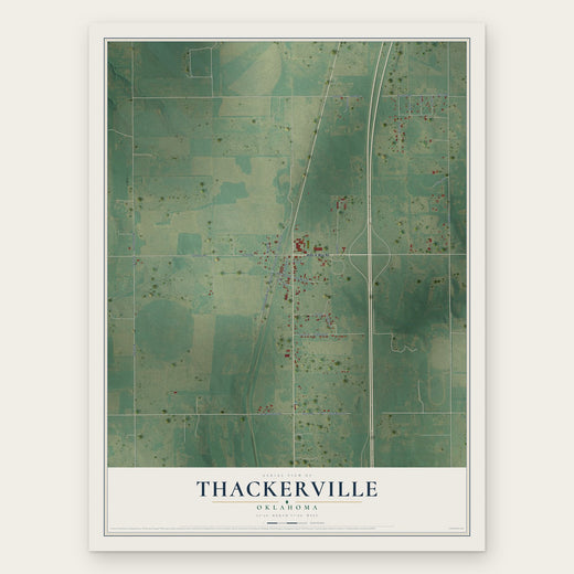 Thackerville, Oklahoma map print, the full design