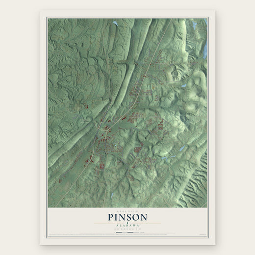 Pinson, Alabama map print, the full design