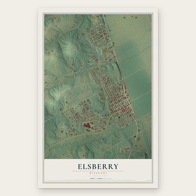 Elsberry, Missouri map print, the full design