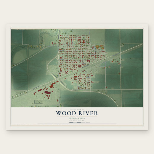 Wood River, Nebraska map print, the full design