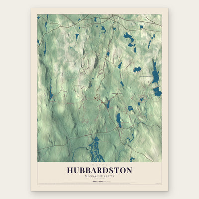 Hubbardston, Massachusetts map print, the full design