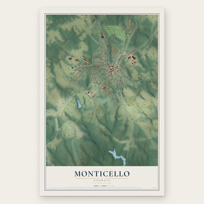 Monticello, Georgia map print, the full design