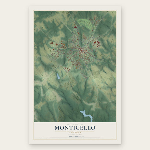 Monticello, Georgia map print, the full design
