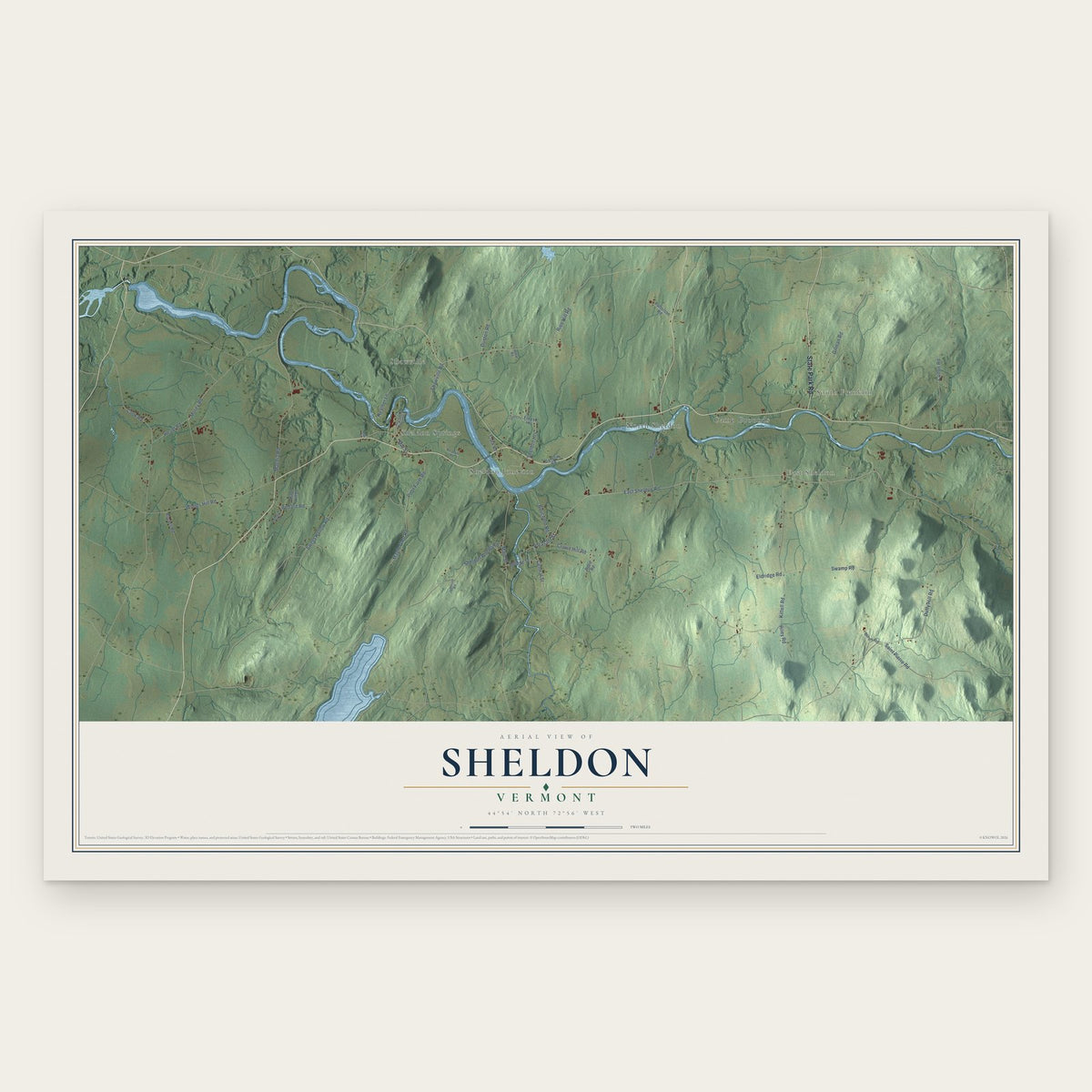 Sheldon, Vermont map print, the full design