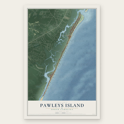 Pawleys Island, South Carolina map print, the full design