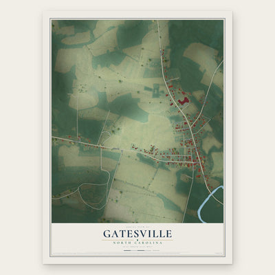 Gatesville, North Carolina map print, the full design
