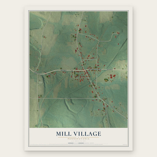 Mill Village, Pennsylvania map print, the full design