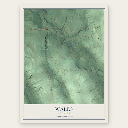 Wales, New York map print, the full design