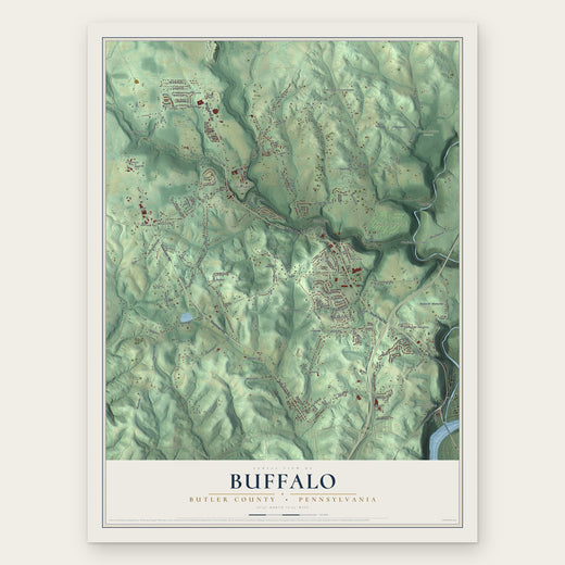 Buffalo, Butler County, Pennsylvania map print, the full design