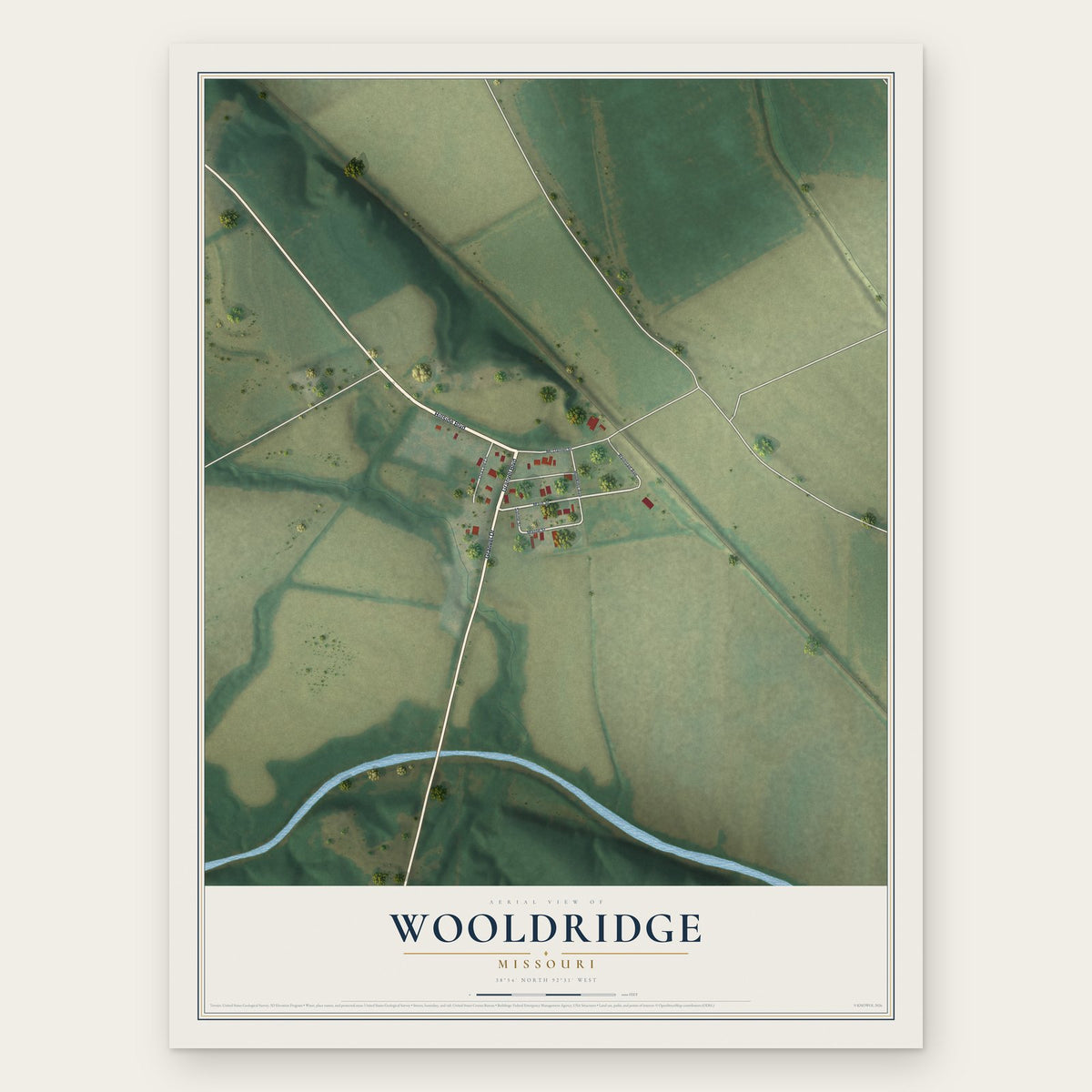 Wooldridge, Missouri map print, the full design