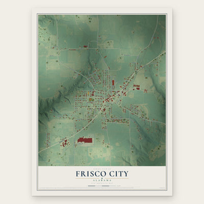 Frisco City, Alabama map print, the full design