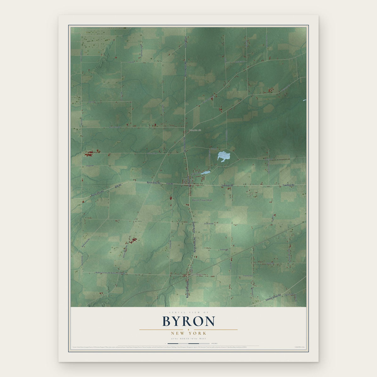 Byron, New York map print, the full design