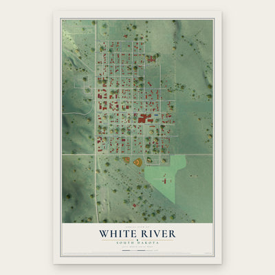 White River, South Dakota map print, the full design