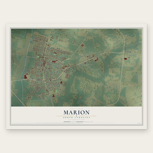 Marion, South Carolina map print, the full design