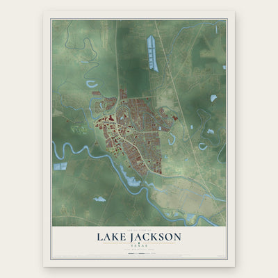 Lake Jackson, Texas map print, the full design