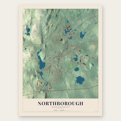 Northborough, Massachusetts map print, the full design