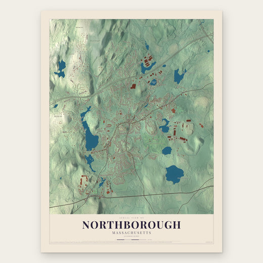 Northborough, Massachusetts map print, the full design