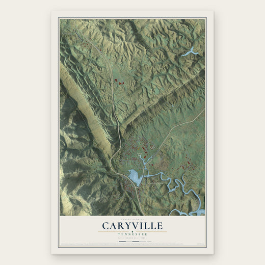 Caryville, Tennessee map print, the full design