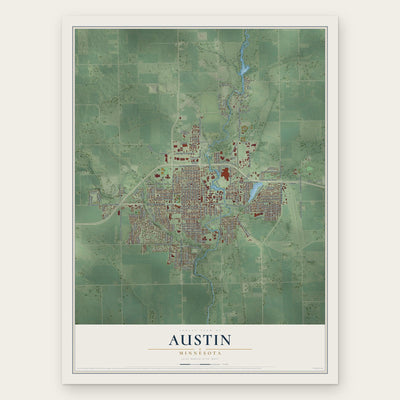 Austin, Minnesota map print, the full design