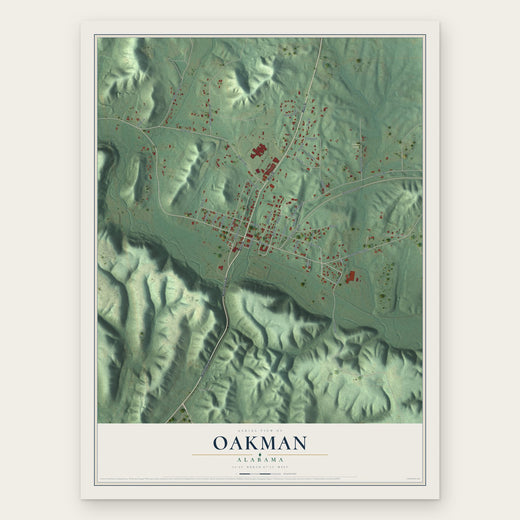 Oakman, Alabama map print, the full design