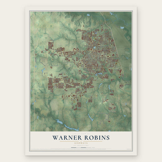 Warner Robins, Georgia map print, the full design