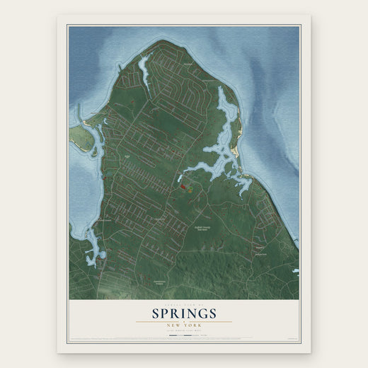Springs, New York map print, the full design