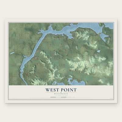 West Point, Wisconsin map print, the full design