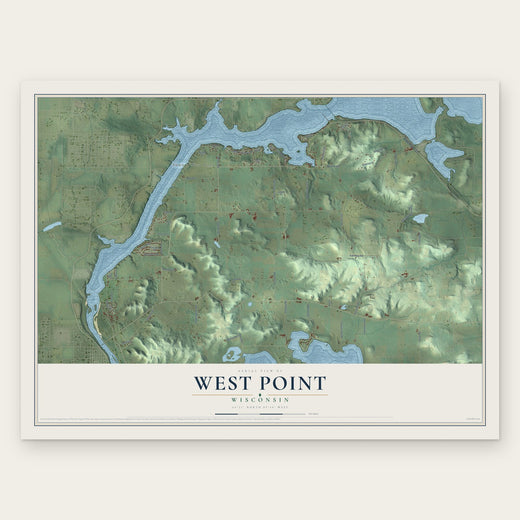 West Point, Wisconsin map print, the full design