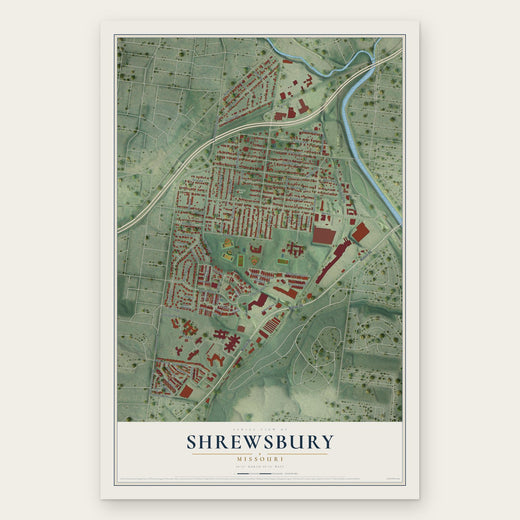 Shrewsbury, Missouri map print, the full design