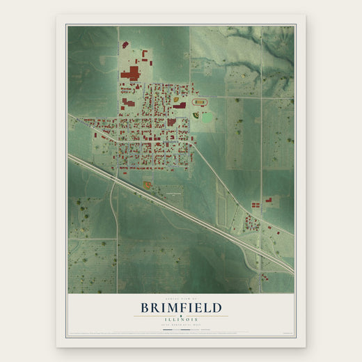 Brimfield, Illinois map print, the full design