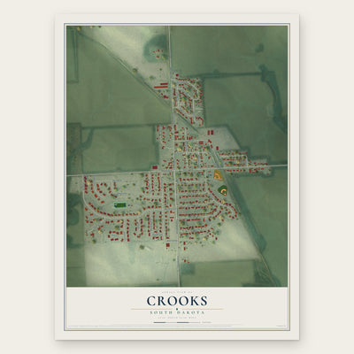 Crooks, South Dakota map print, the full design