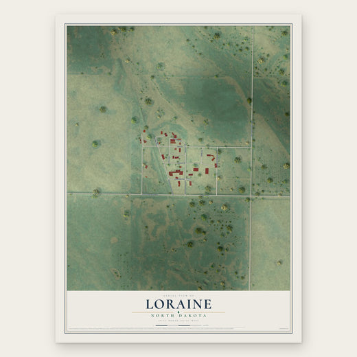 Loraine, North Dakota map print, the full design