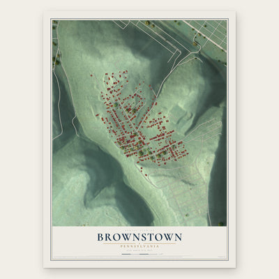 Brownstown, Pennsylvania map print, the full design