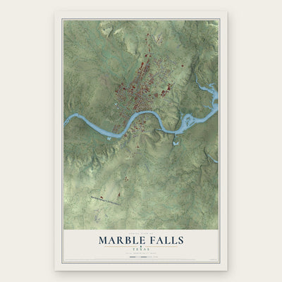 Marble Falls, Texas map print, the full design