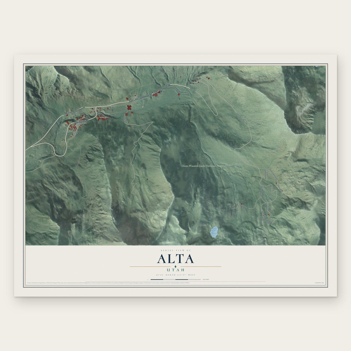 Alta, Utah map print, the full design