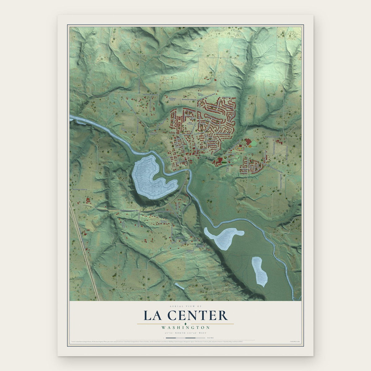La Center, Washington map print, the full design