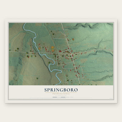 Springboro, Pennsylvania map print, the full design