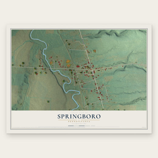 Springboro, Pennsylvania map print, the full design