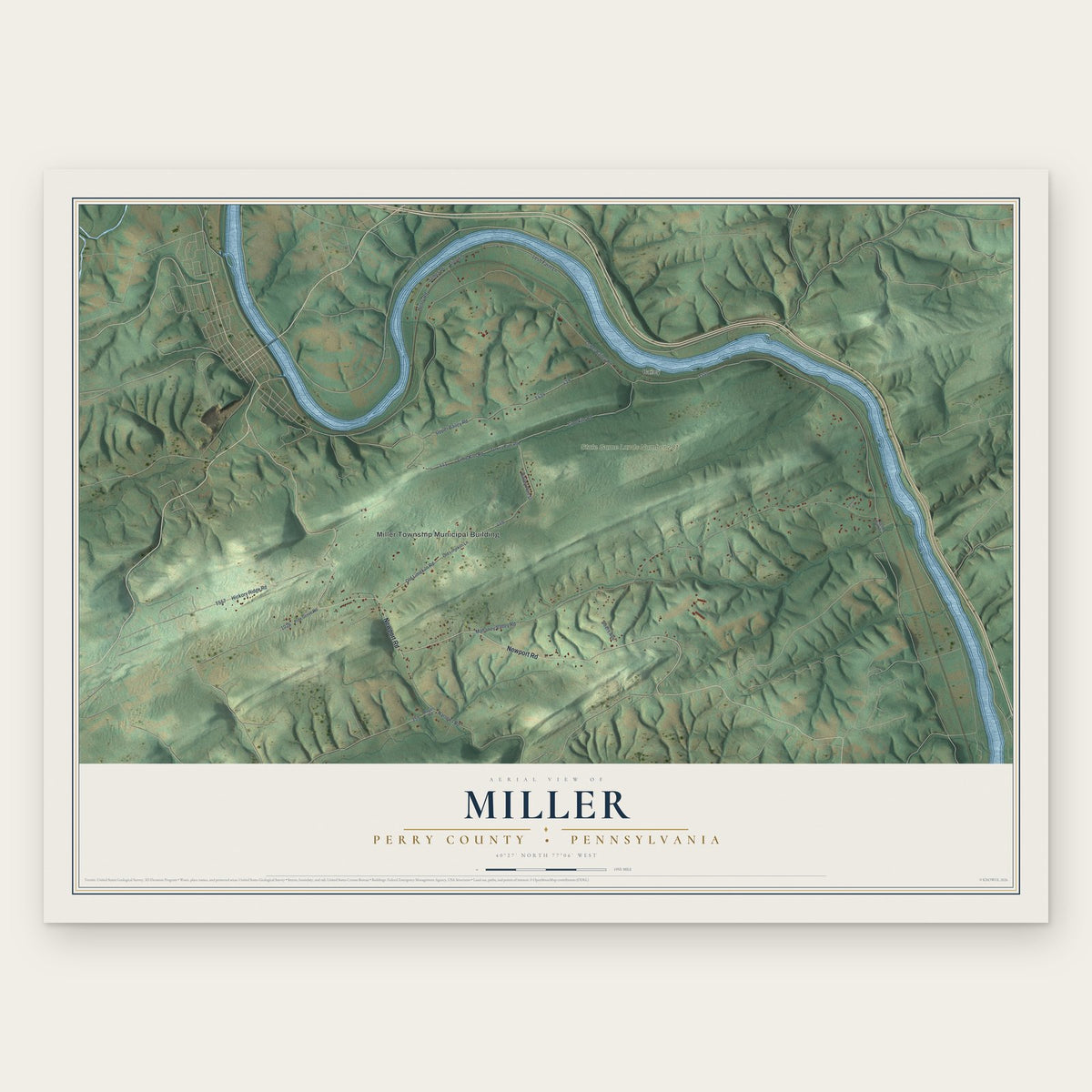 Miller, Perry County, Pennsylvania map print, the full design
