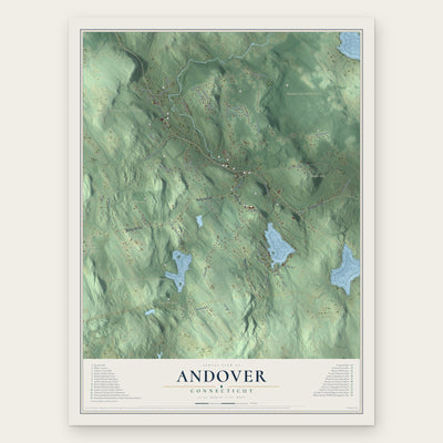 Andover, Connecticut map print, the full design