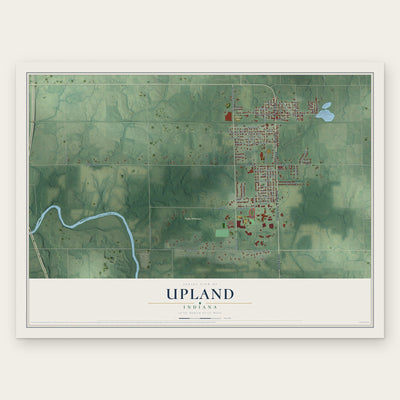 Upland, Indiana map print, the full design