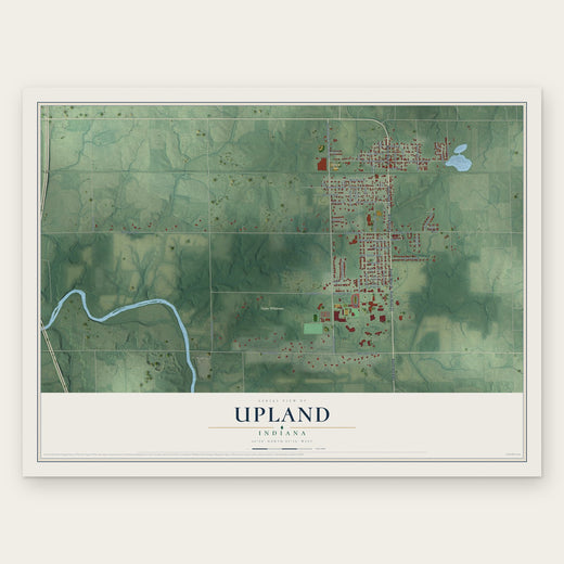 Upland, Indiana map print, the full design