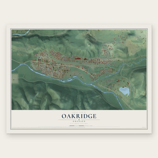 Oakridge, Oregon map print, the full design
