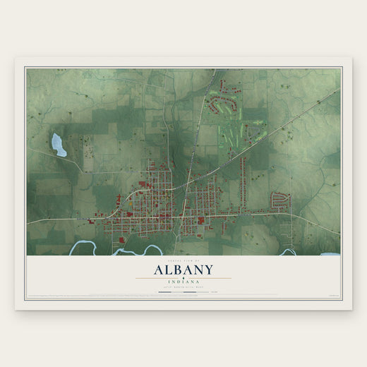 Albany, Indiana map print, the full design
