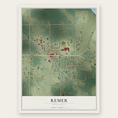 Remer, Minnesota map print, the full design