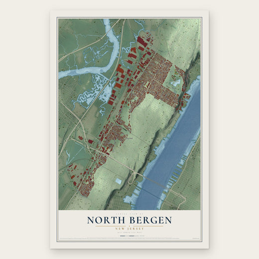 North Bergen, New Jersey map print, the full design