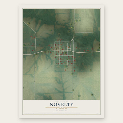 Novelty, Missouri map print, the full design